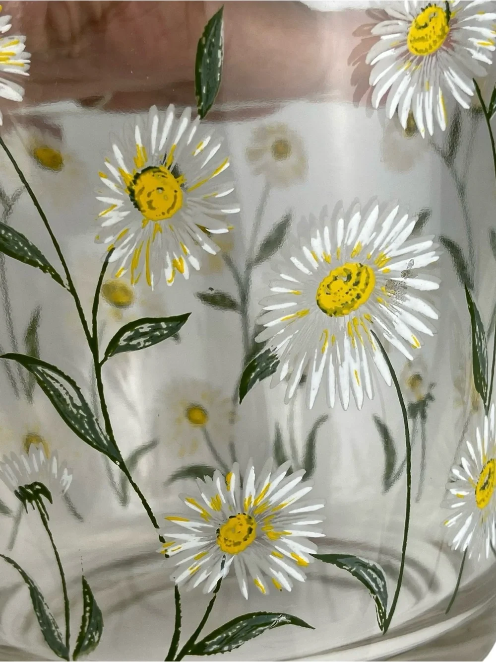 Vintage Cera Small Glass Ice Bucket With Daisy Motif Cottagecore Grandmillennial